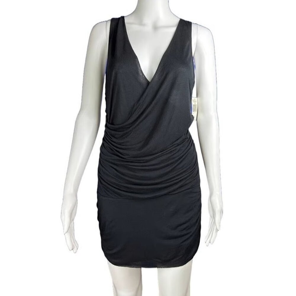 Guess Black Studded Bodycon Wrap Dress Medium NWT